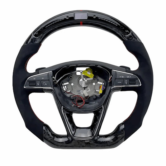 Aro de Volante FORJADO + LED / CUERO Seat León Mk3 | ROJO